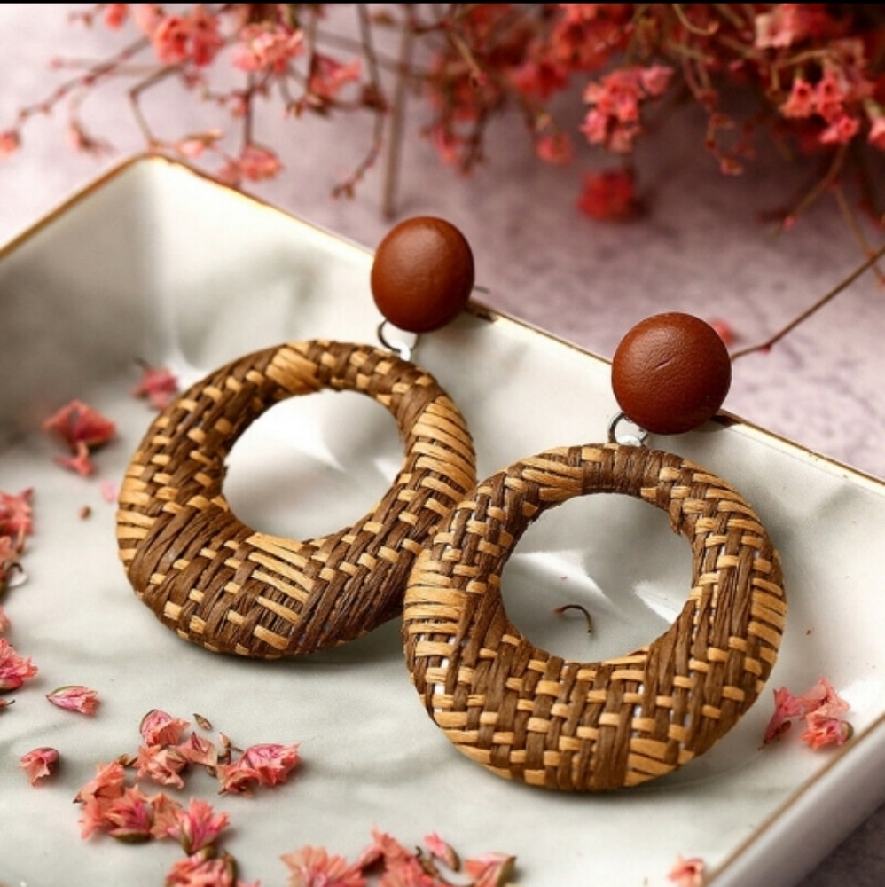 Boho straw earrings